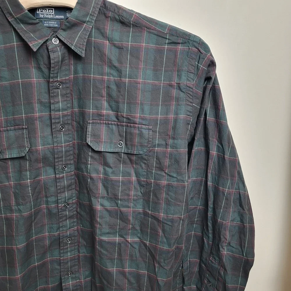 Polo Ralph Lauren GI Shirt‎ Men's XXL Plaid Long Sleeve Button Down 100 Cotton